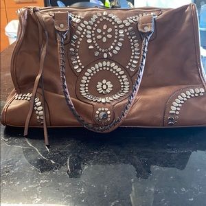 Cognac beaded shoulder bag